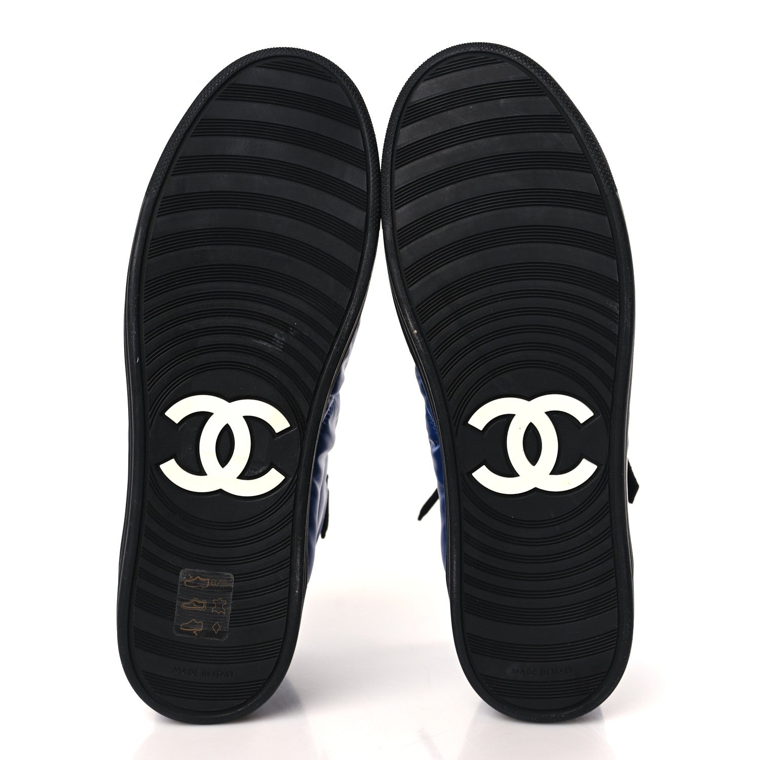 Chanel Calfskin Pearl High Top CC Sneakers 37 Black Blue 5 of 7