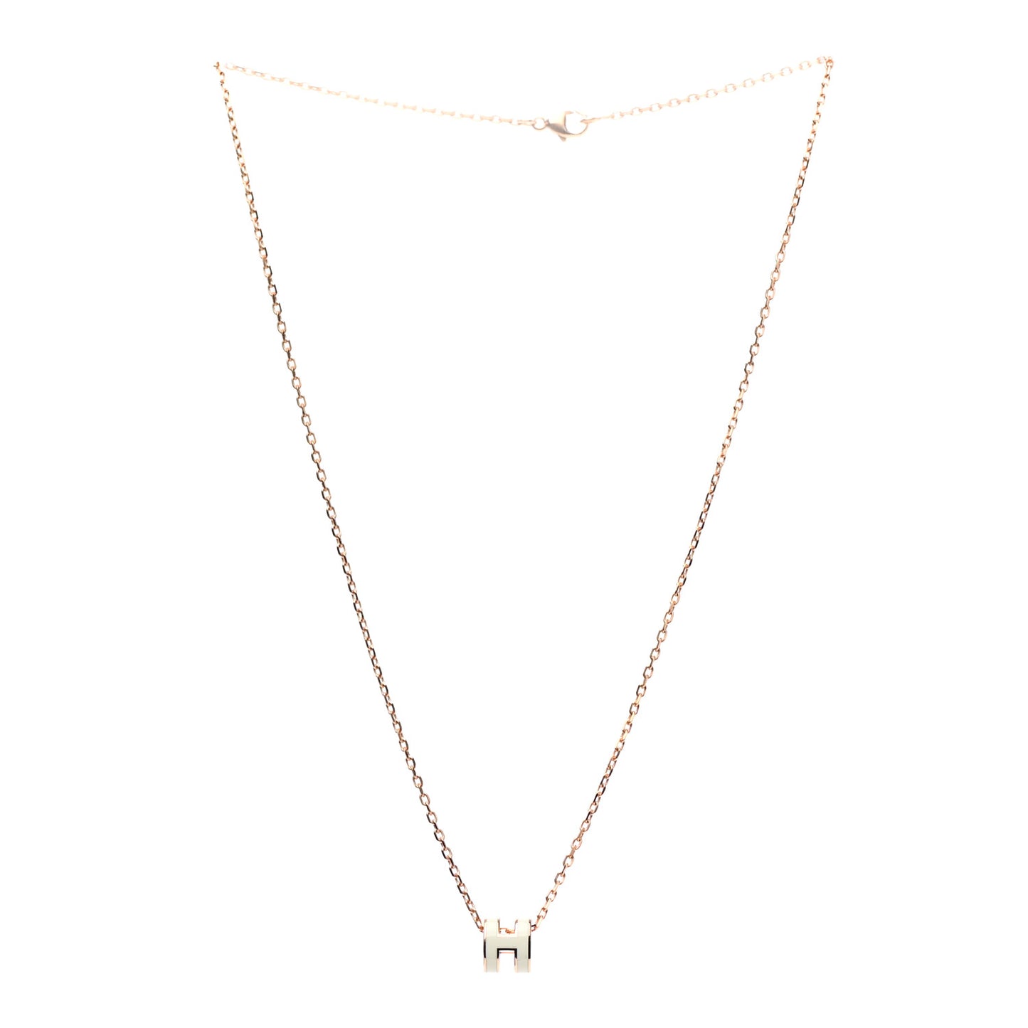 Lacquered Gold Mini Pop H Pendant Necklace White