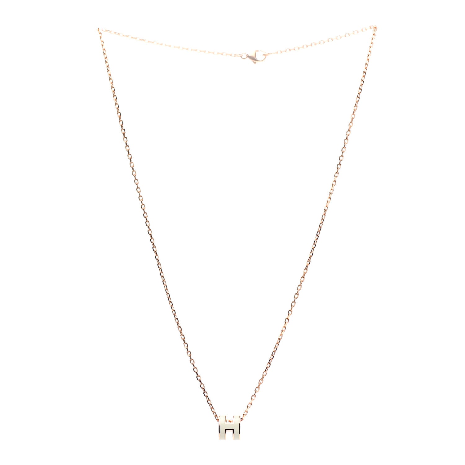 Hermes Lacquered Gold Mini Pop H Pendant Necklace White 3 of 5
