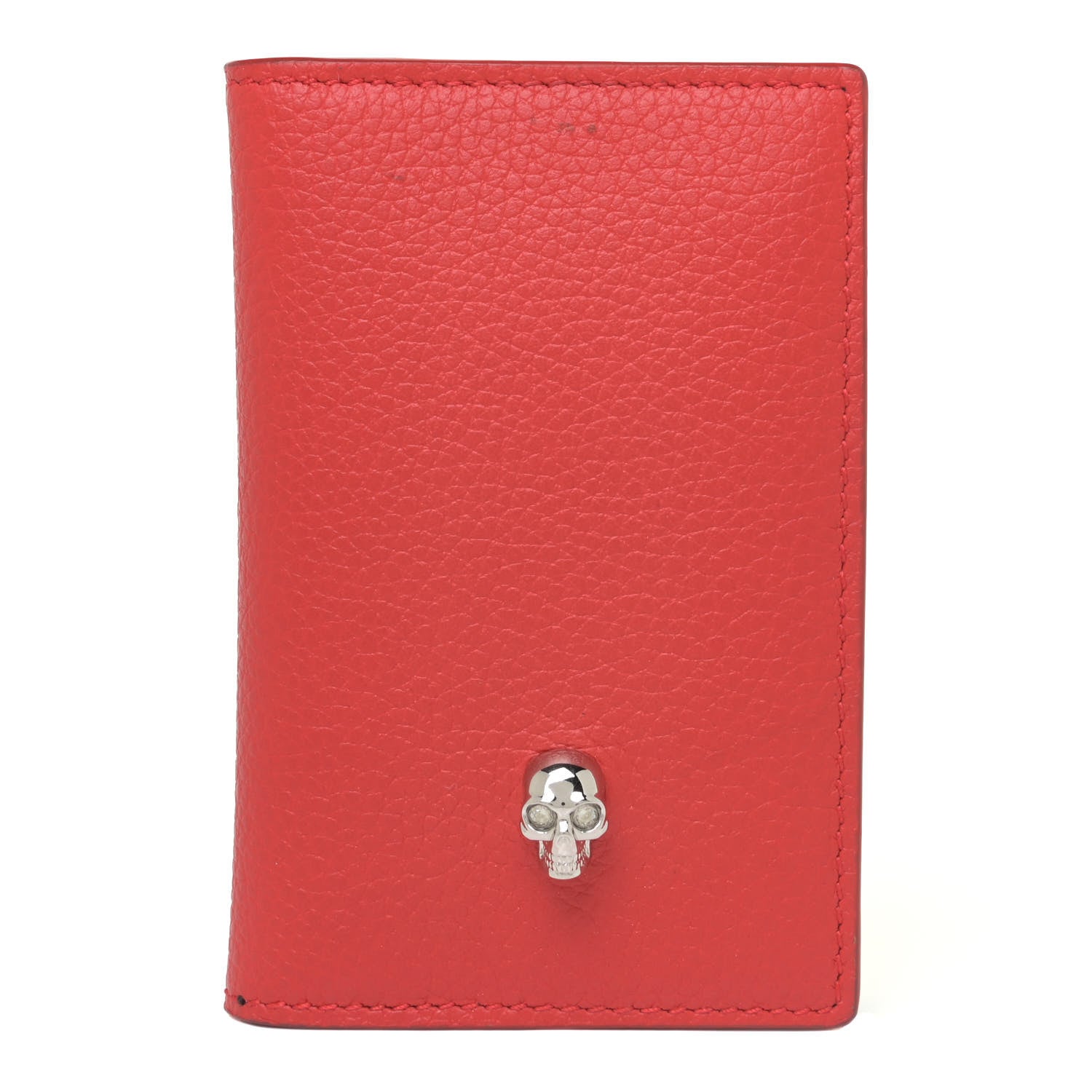 Alexander McQueen Grained Calfskin Small Skull Pocket Organizer Red 1 of 10