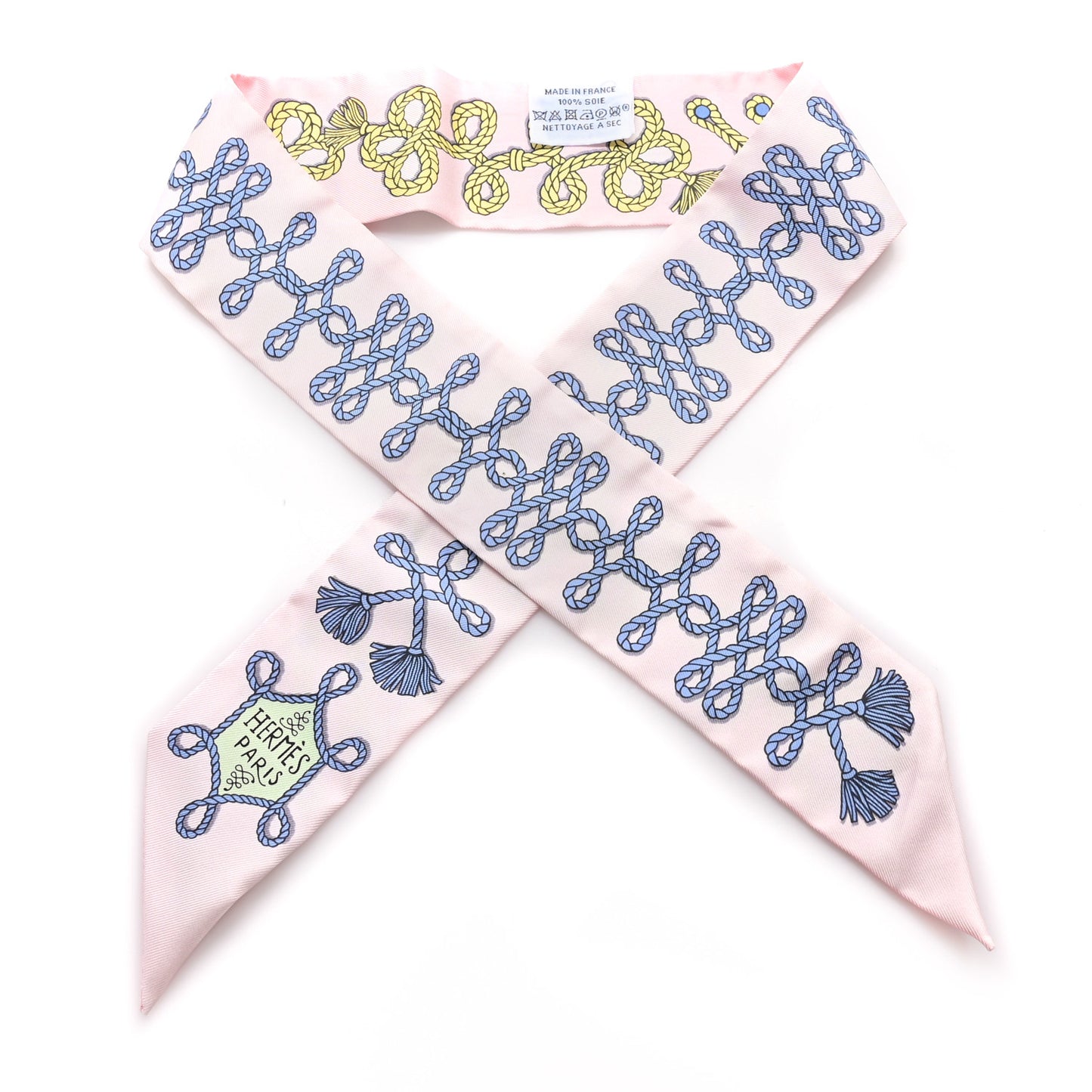Silk Galons Et Brandebourg Twilly Rose Pale Bleu Jean