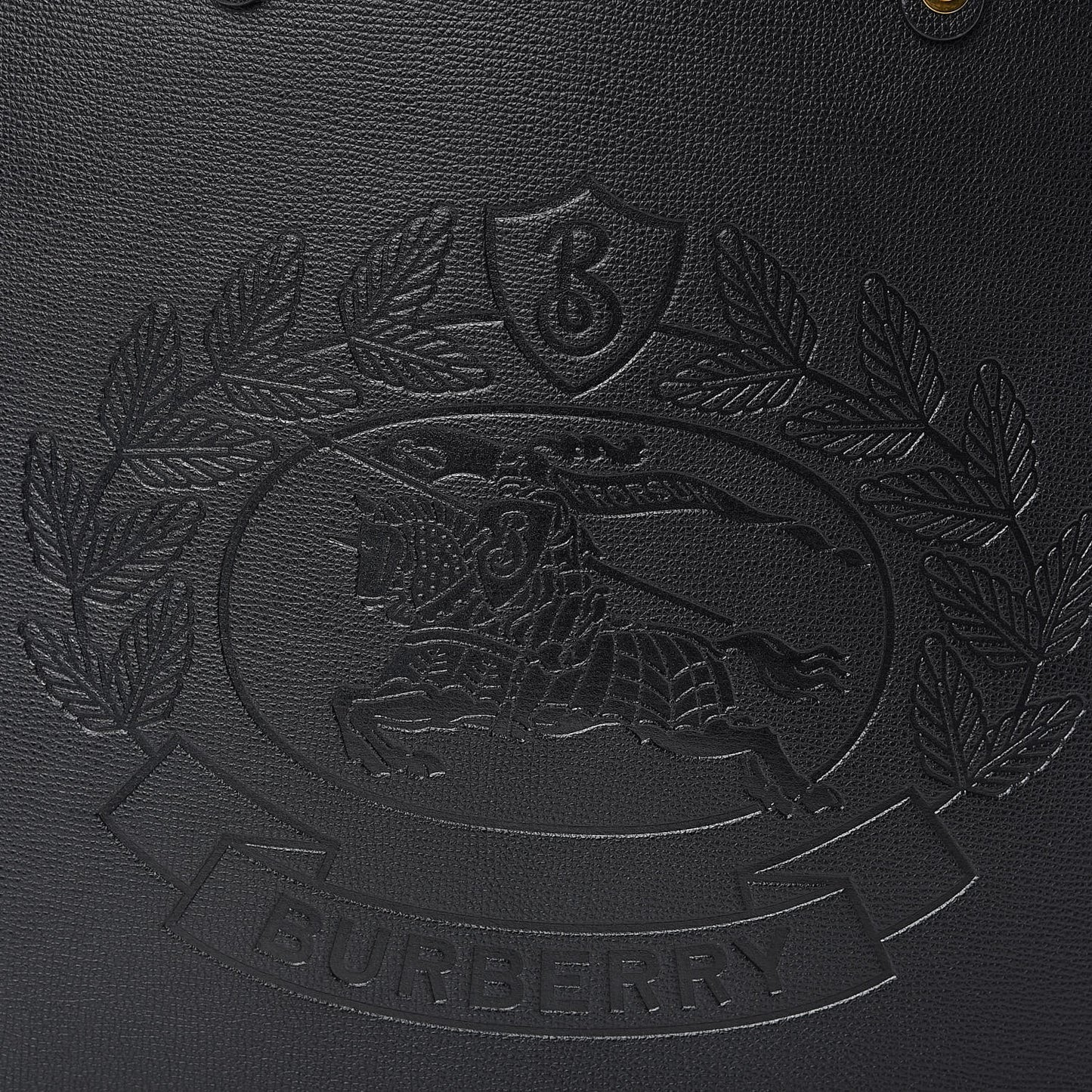 Calfskin Crest Embossed Large Tote Black
