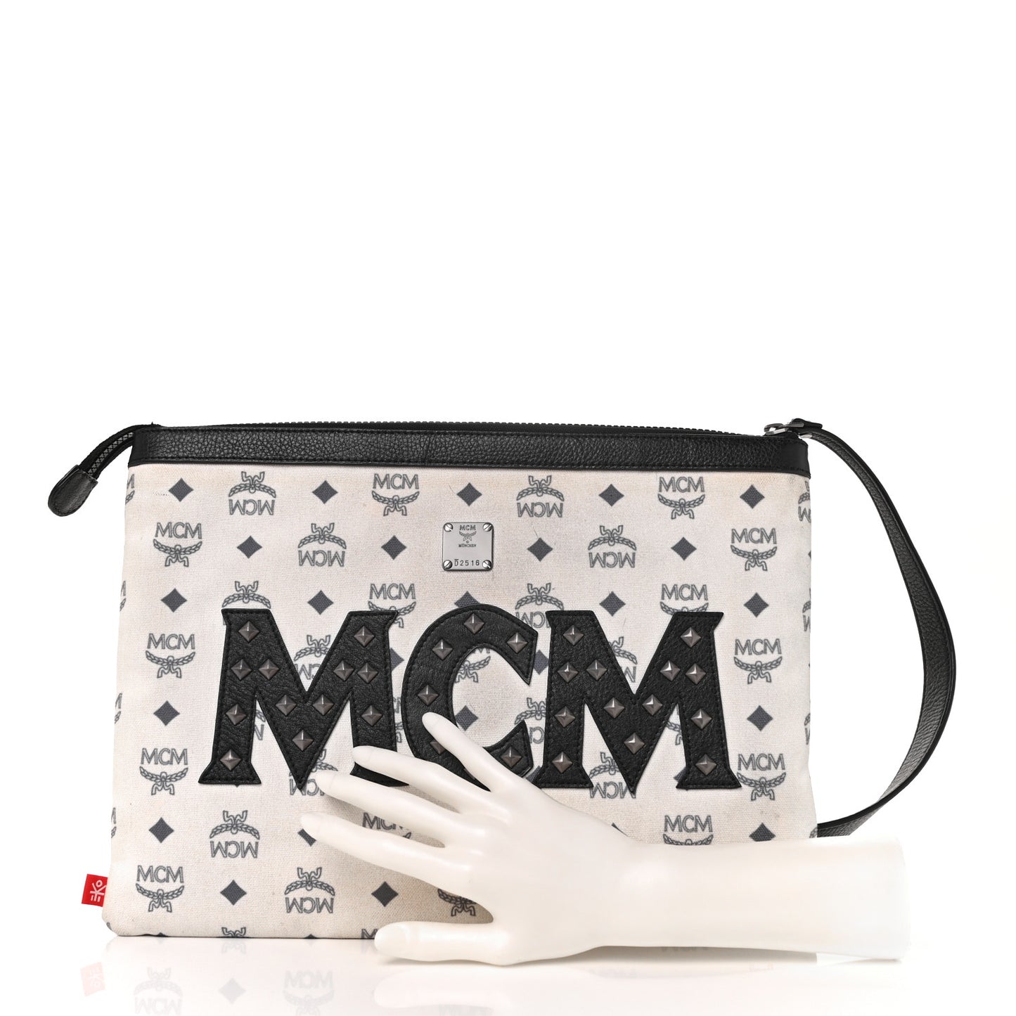 X Ekocycle Visetos Wristlet Pouch White Black