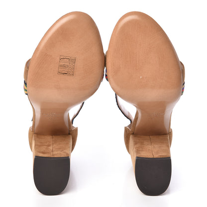 Valentino Garavani Suede Native Embroidered Strap Sandals 38.5 Beige 7 of 7