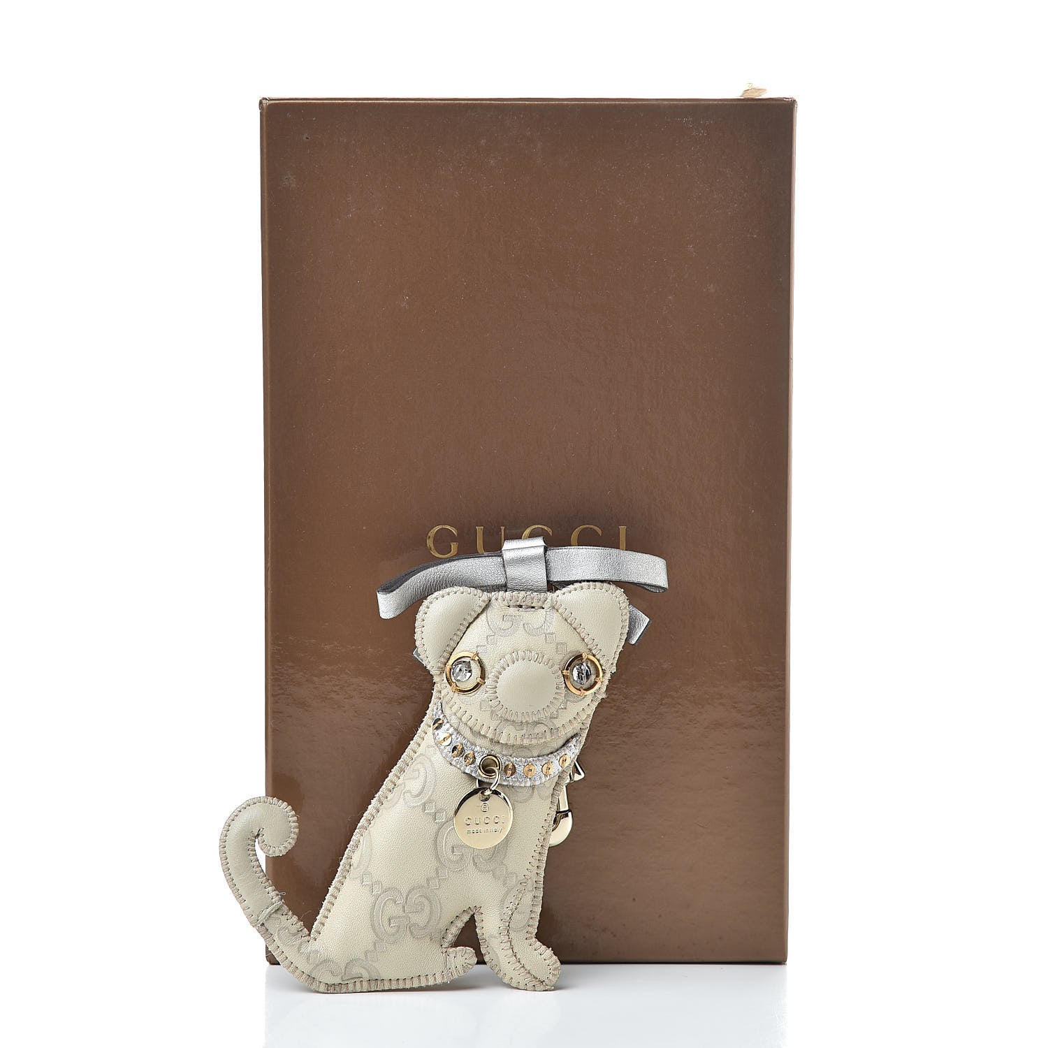 Gucci Guccissima Oliver Pug Key Charm Off White 4 of 4