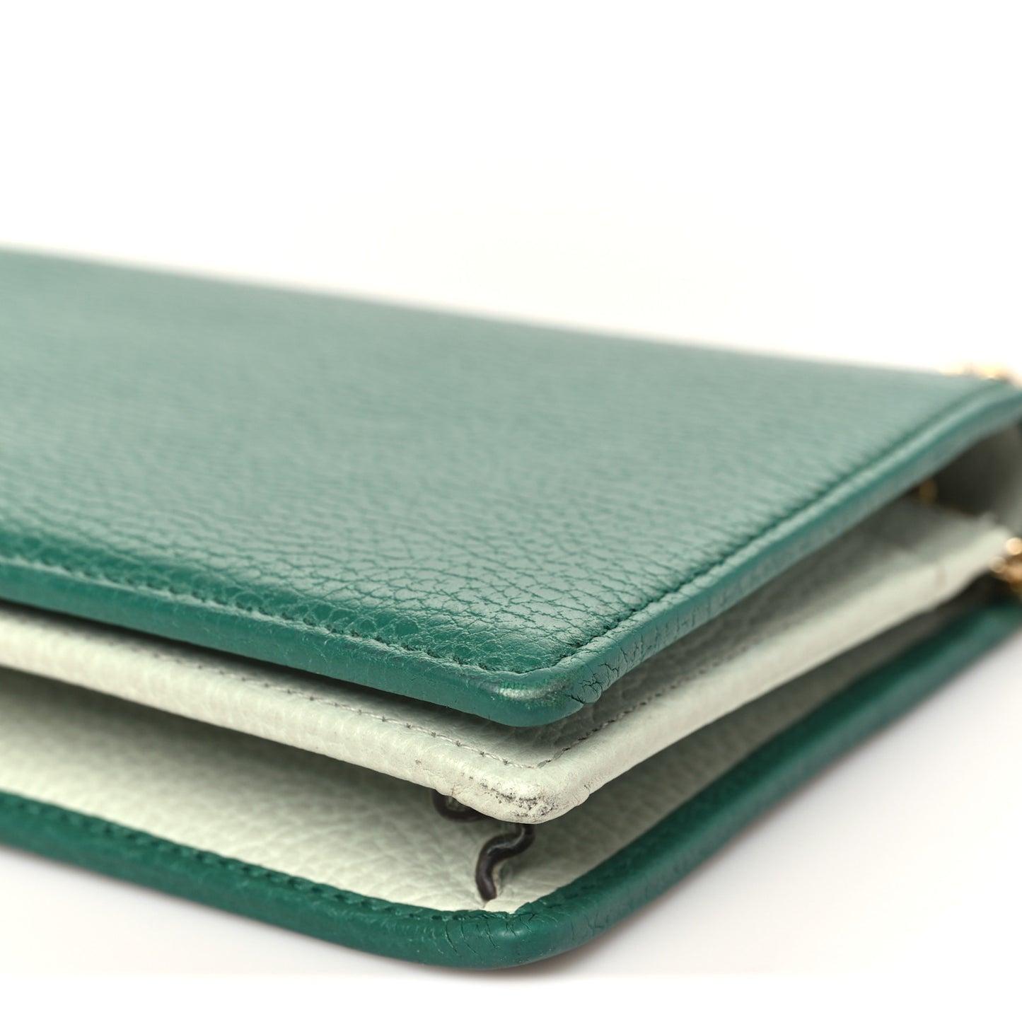 Dollar Calfskin Mini GG Marmont Chain Wallet Emerald Green Salvy Green