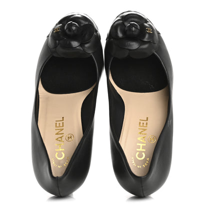 Chanel Lambskin Camellia Pumps 37.5 Black 2 of 13
