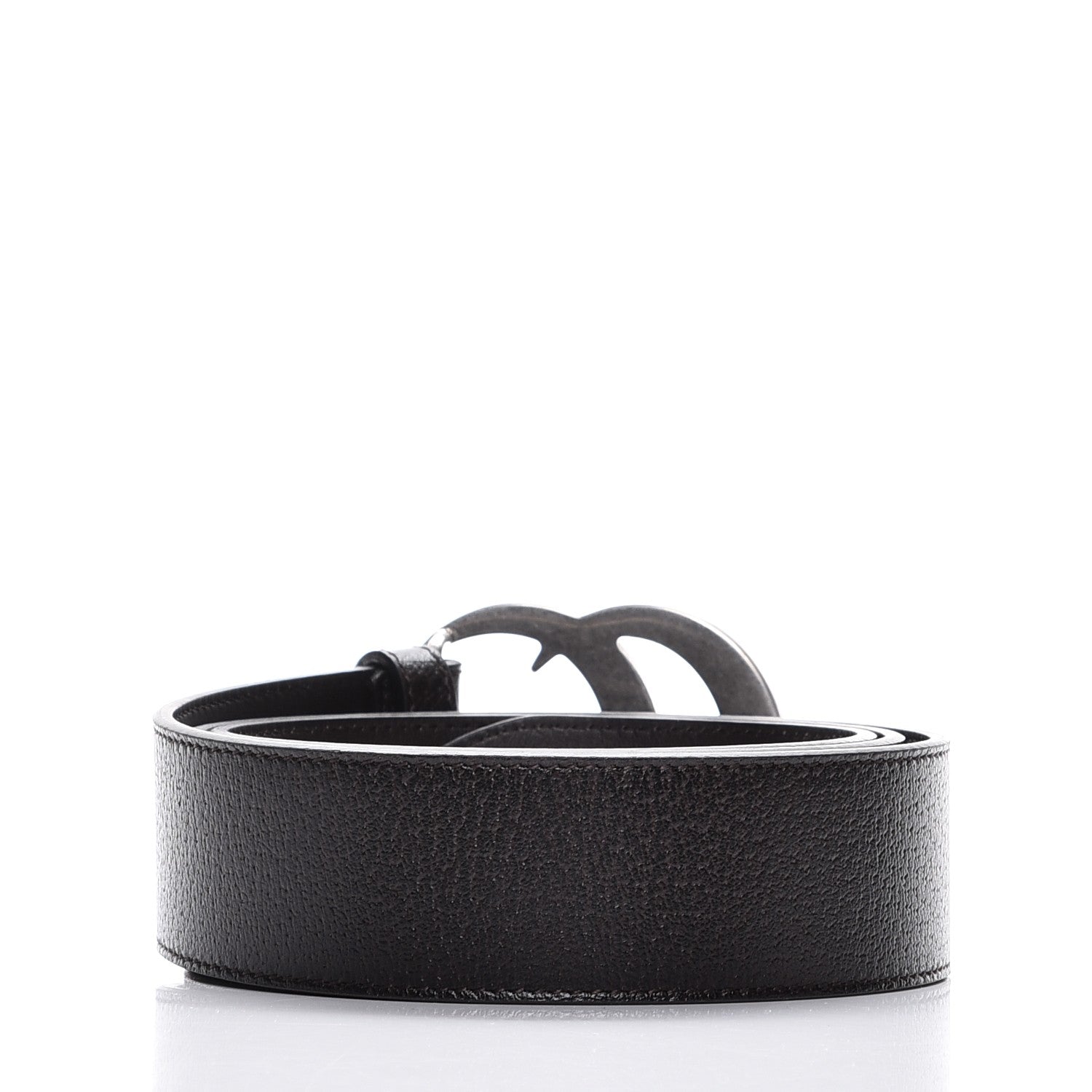 Gucci Textured Dollar Calfskin Nickel Double G 40mm Belt 100 40 Dark Cocoa 3 of 7