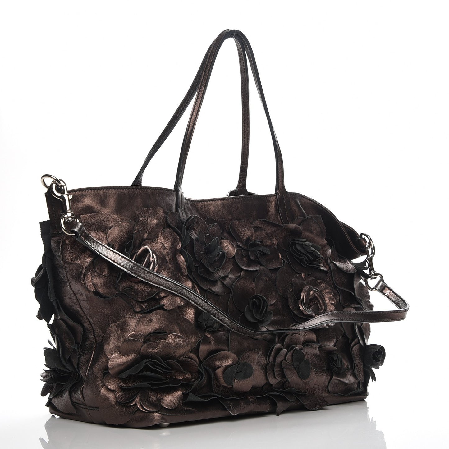 Metallic Nappa Floral Tote