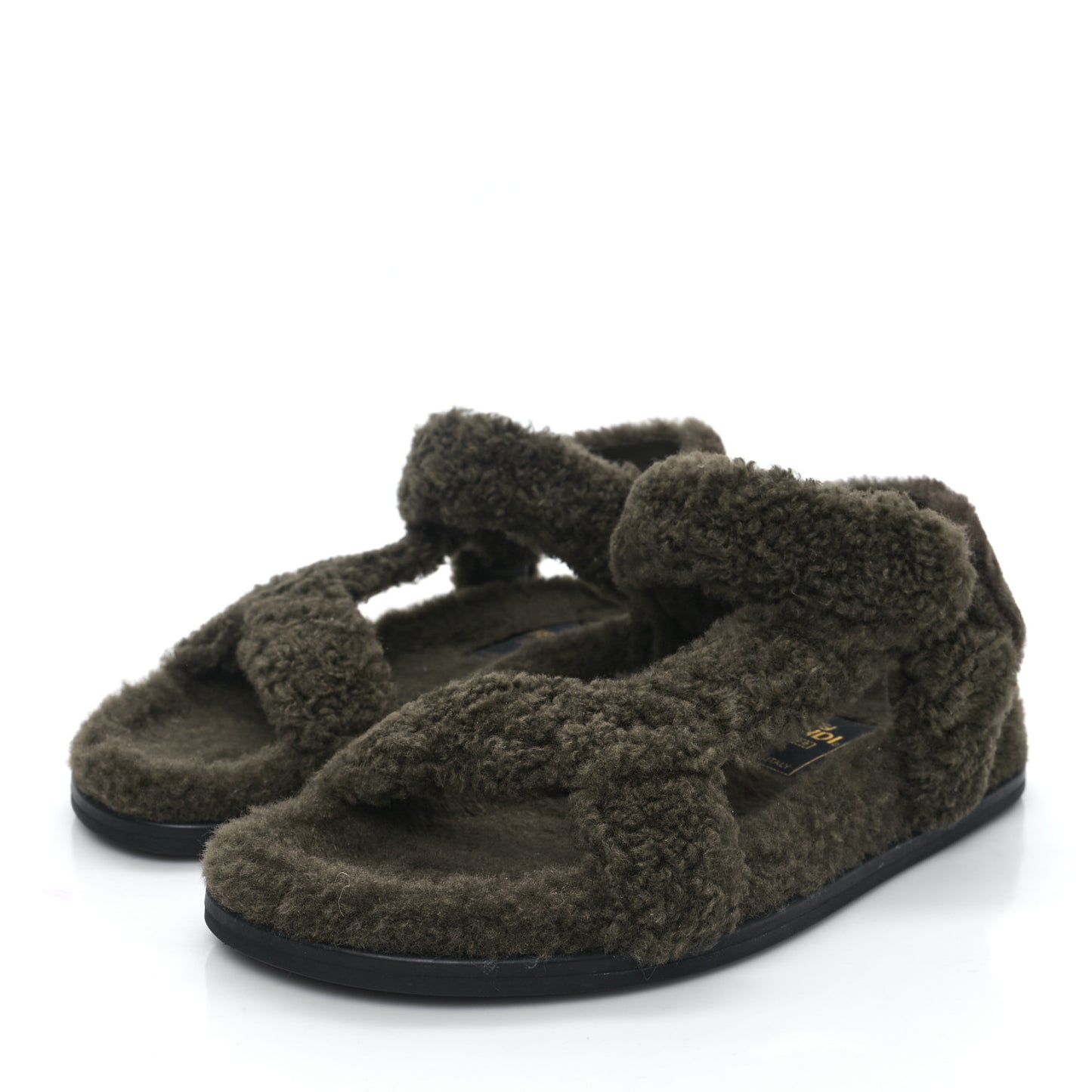Shearling FF Fendi Feel Sandals 37 Illinois Military