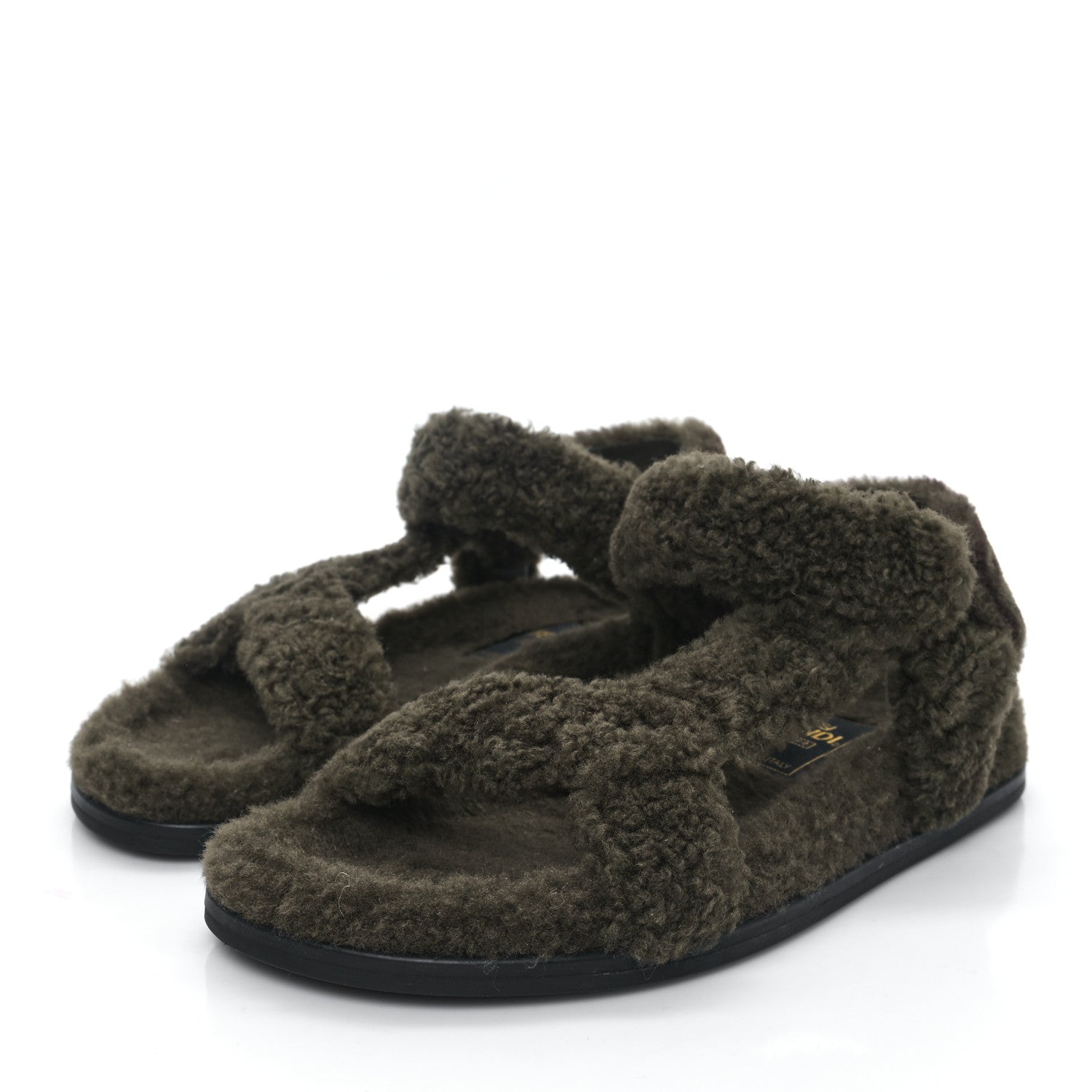 Fendi Shearling FF Fendi Feel Sandals 37 Illinois Military 3 of 8