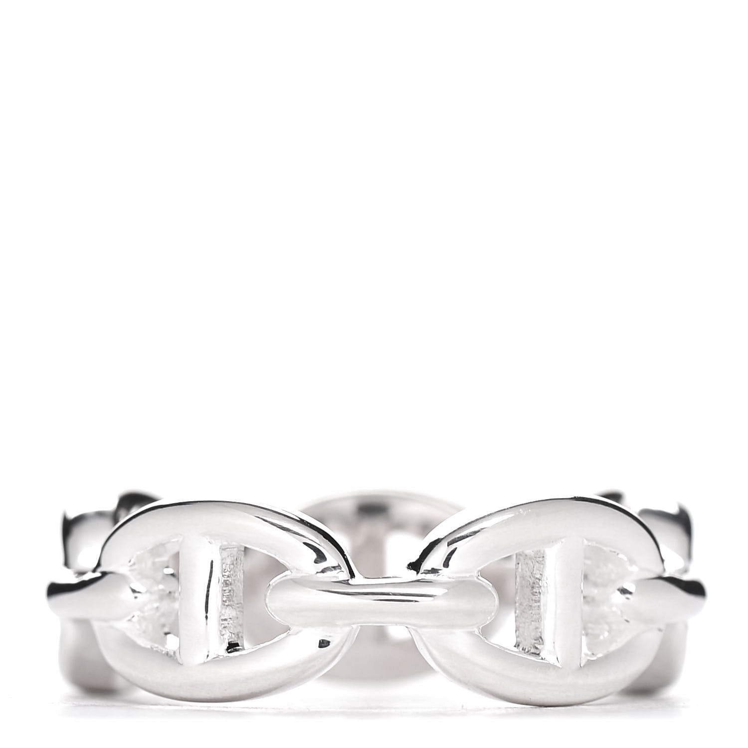 Hermes Sterling Silver PM Chaine d'Ancre Enchainee Band Ring 53 6.5 3 of 6
