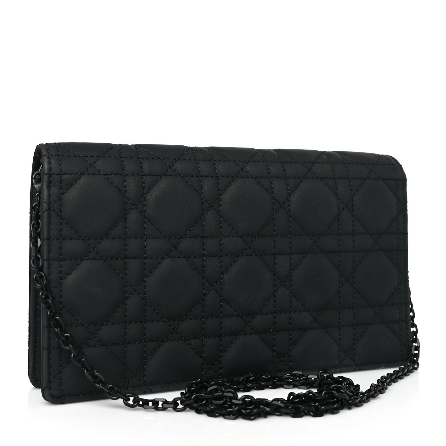 Ultra Matte Calfskin Cannage Lady Dior Clutch Black