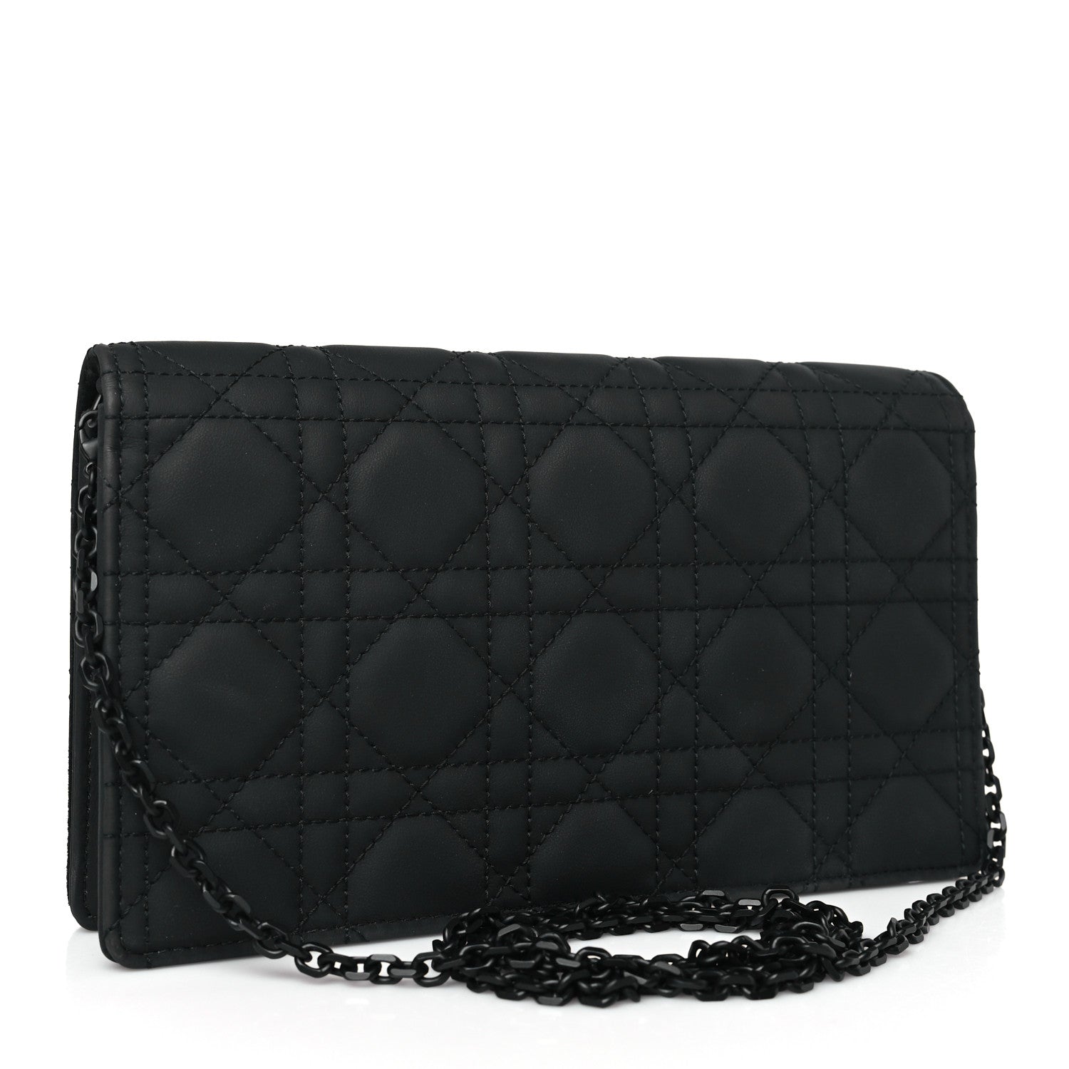 Christian Dior Ultra Matte Calfskin Cannage Lady Dior Clutch Black 3 of 9