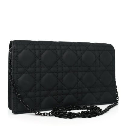 Christian Dior Ultra Matte Calfskin Cannage Lady Dior Clutch Black 3 of 9