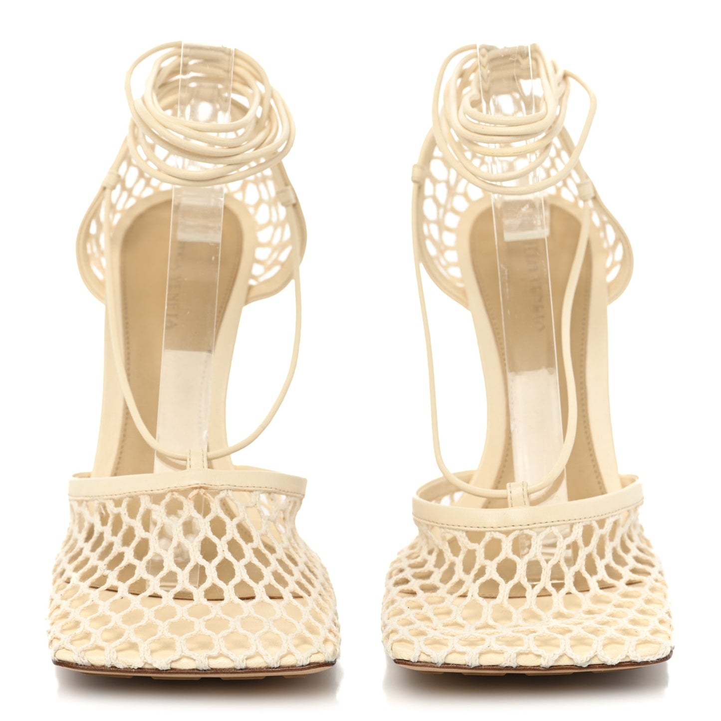 Mesh Nappa Stretch Ankle Tie Sandals 39 Toile