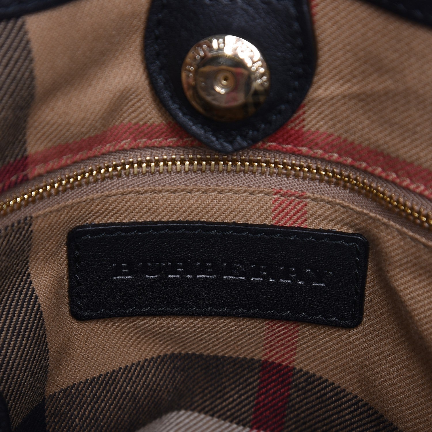Burberry Calfskin House Check Medium Banner Tote Black 6 of 8