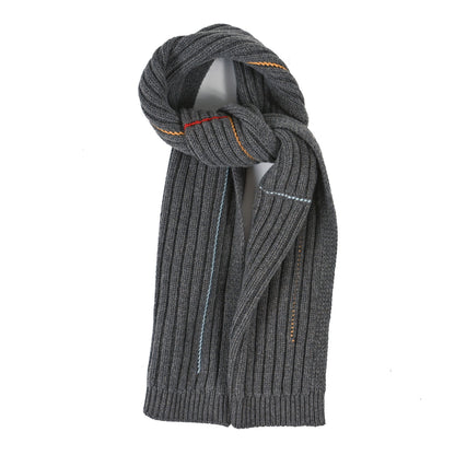 Hermes Cashmere Silk H Torsade Cuir Muffler Gris 1 of 3