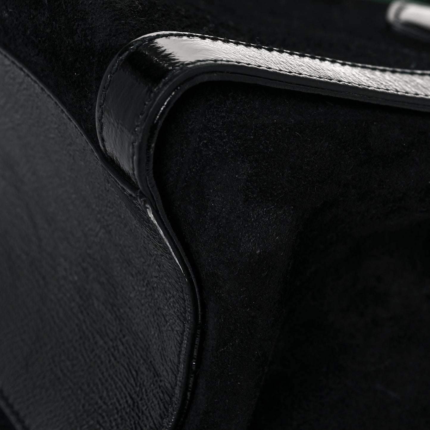 Suede Patent GG Web Medium Ophidia Tote Bag Black