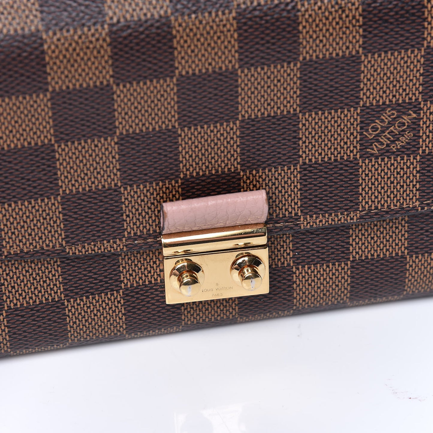 Damier Ebene Croisette Chain Wallet Rose Ballerine