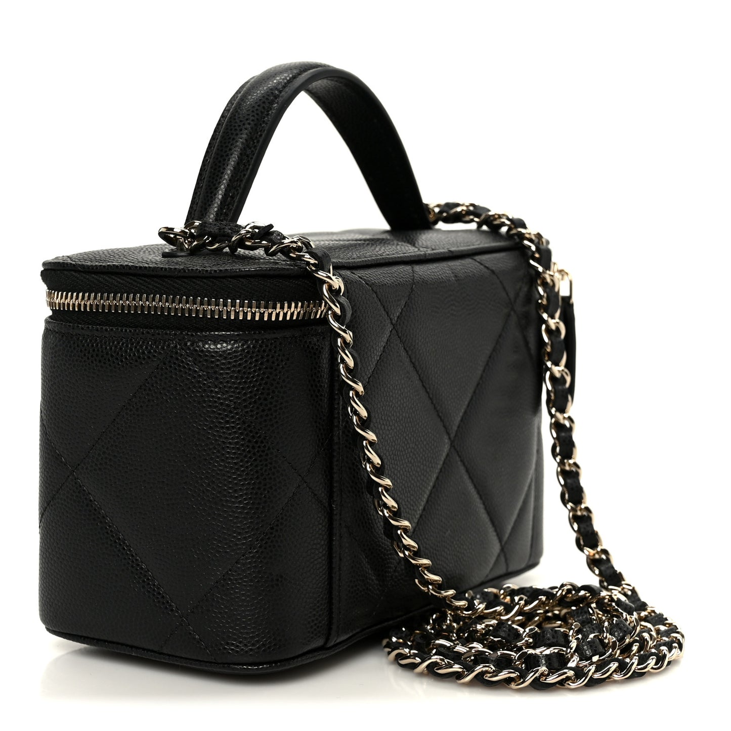 Caviar Quilted Top Handle Long Vanity Black