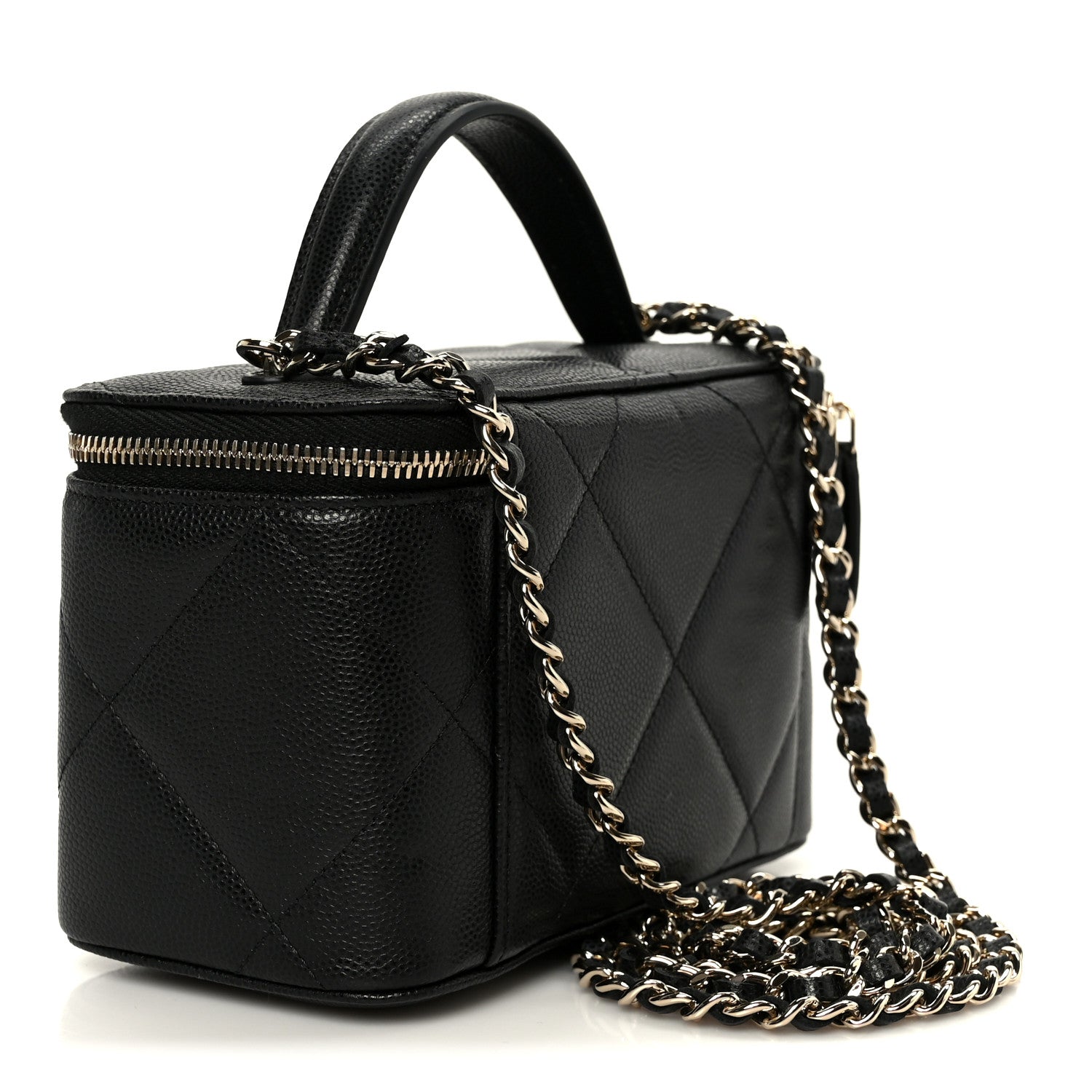 Chanel Caviar Quilted Top Handle Long Vanity Black 3 of 12
