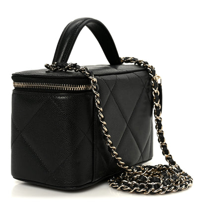 Chanel Caviar Quilted Top Handle Long Vanity Black 3 of 12