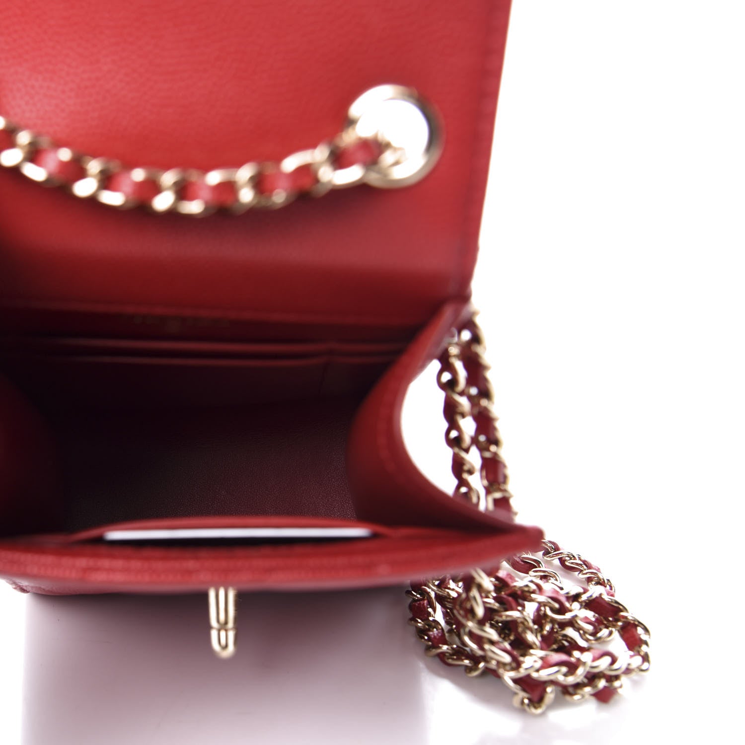Chanel Caviar Quilted Classic Phone Holder Red 5 of 12
