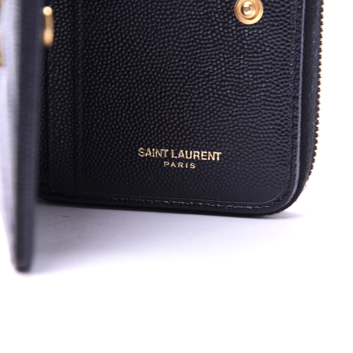 Grain De Poudre Matelasse Chevron Monogram Compact Zip Around Wallet Black