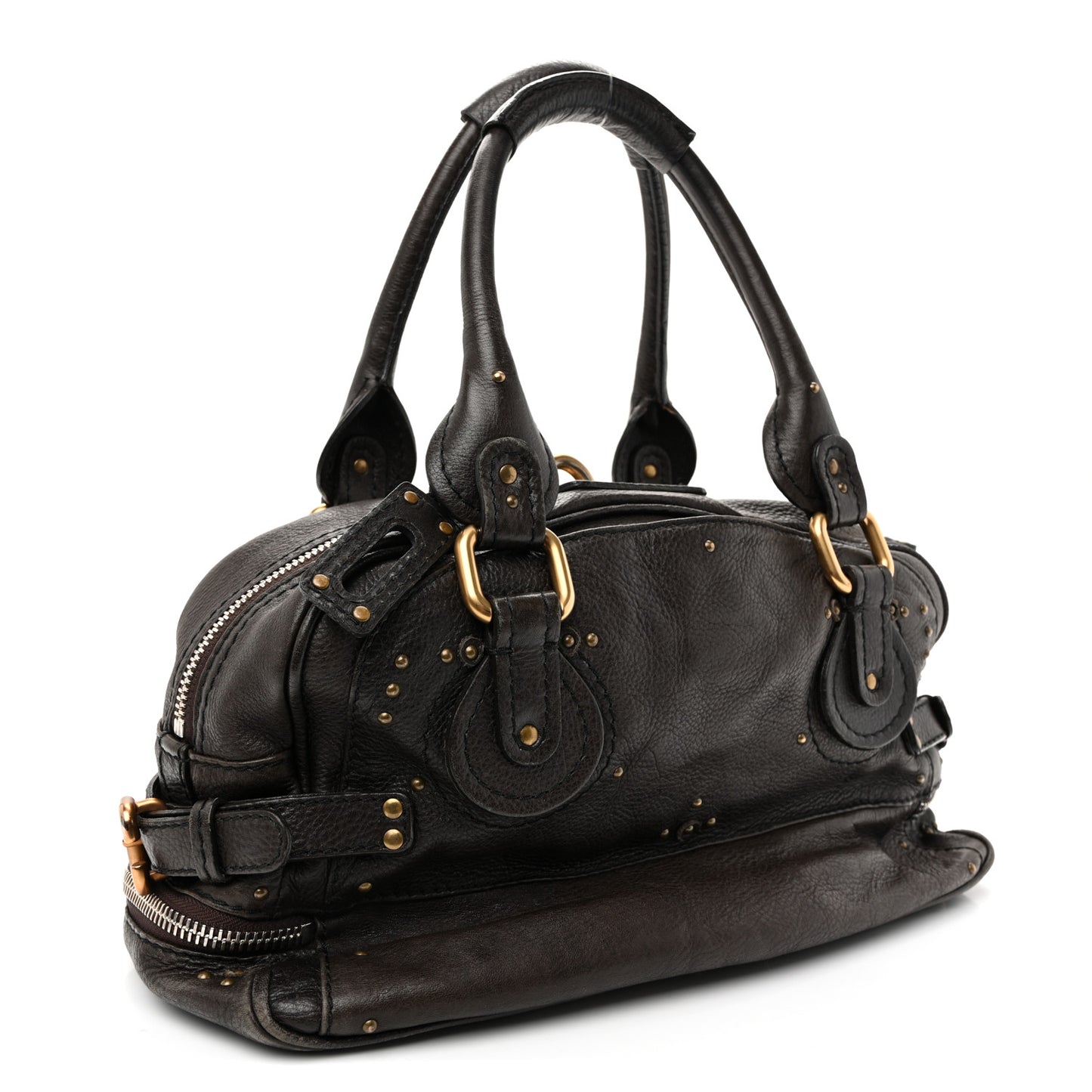 Calfskin Paddington Double Zip Bowler Chocolate