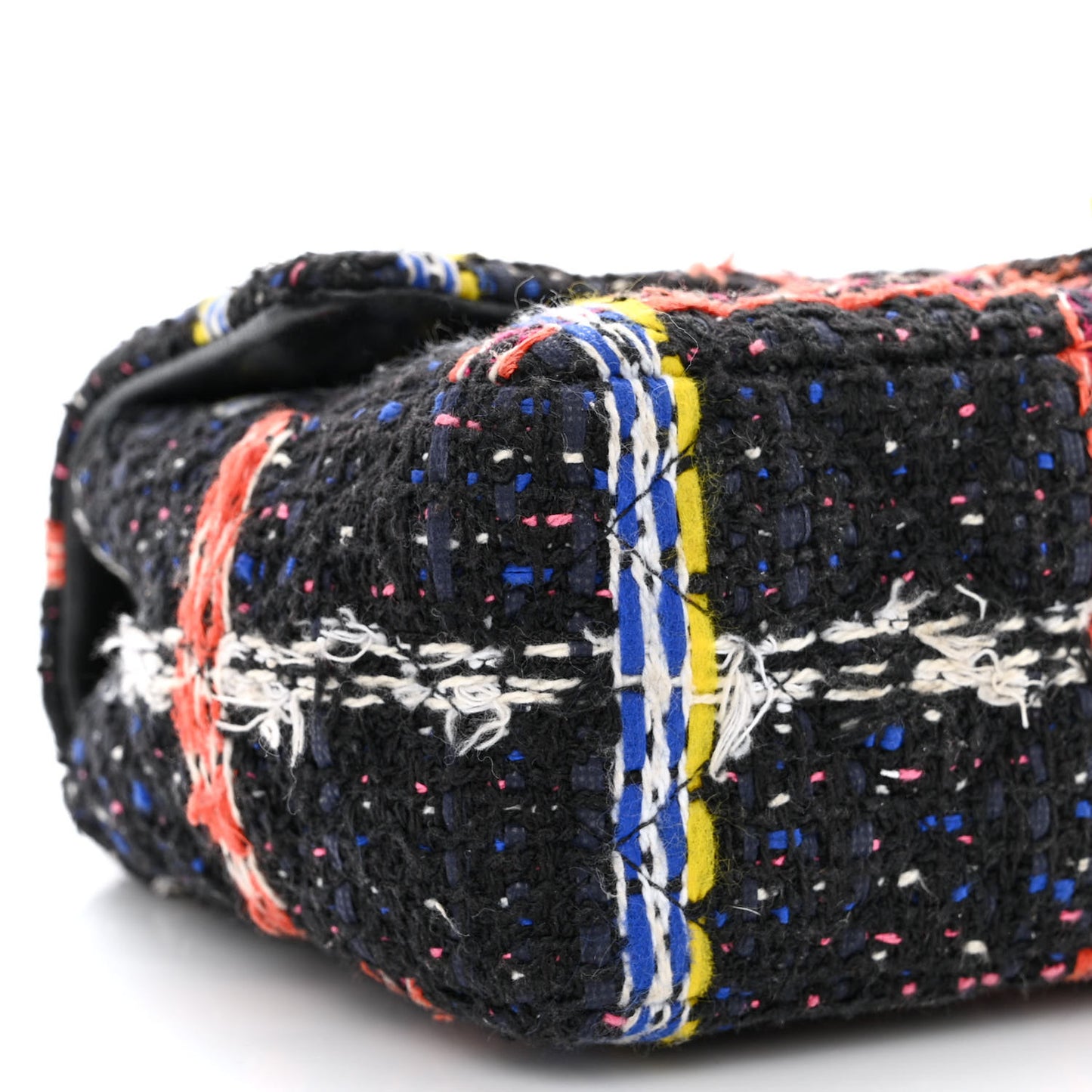Tweed Quilted Mini Rectangular Flap Black Orange Blue