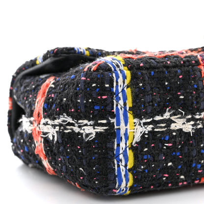 Chanel Tweed Quilted Mini Rectangular Flap Black Orange Blue 9 of 10