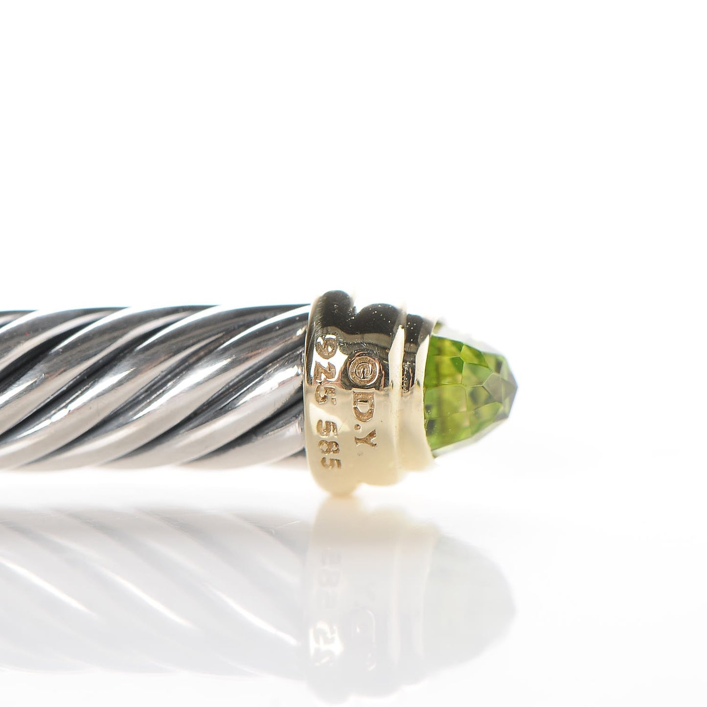 Sterling Silver 14K Yellow Gold Peridot 5mm Cable Classics Petite Color Bracelet