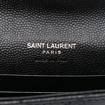Saint Laurent Grain De Poudre Matelasse Chevron Small Monogram Envelope Wallet Black 6 of 8