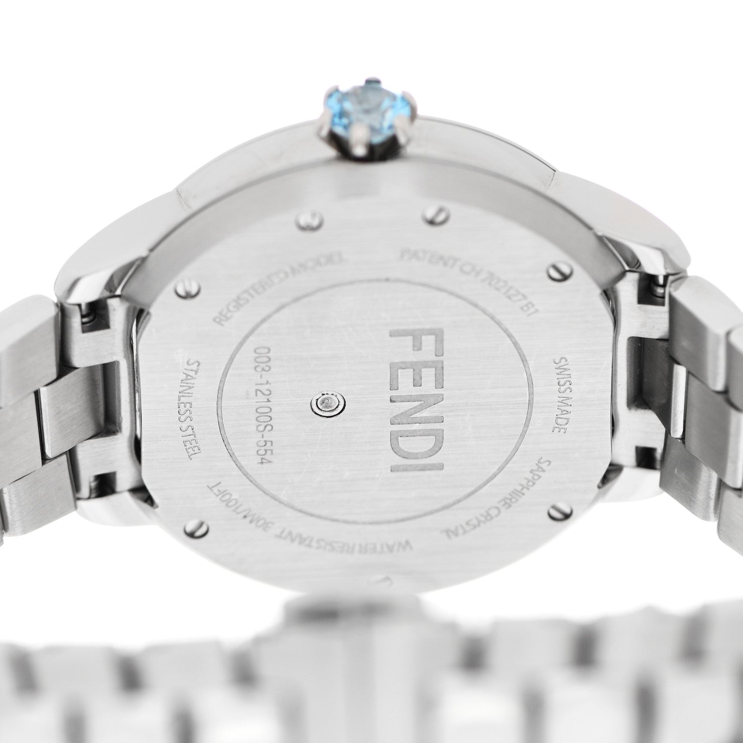Fendi Stainless Steel Diamond Bezel Mother of Pearl Topaz 34mm Crazy Carats Quartz Watch 6 of 7