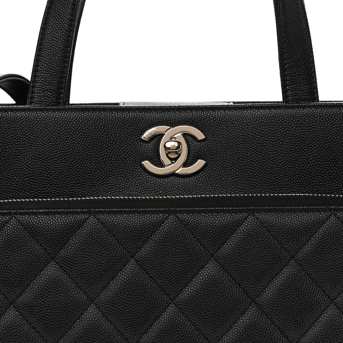Caviar Quilted Large Business Affinity Shopping Bag Black