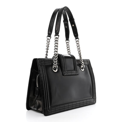 Chanel Glazed Calfskin Boy Tote Black 3 of 14
