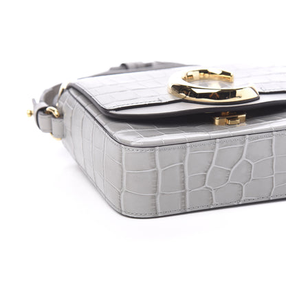 Chloe Crocodile Embossed Calfskin Mini C Double Carry Stormy Grey 6 of 8