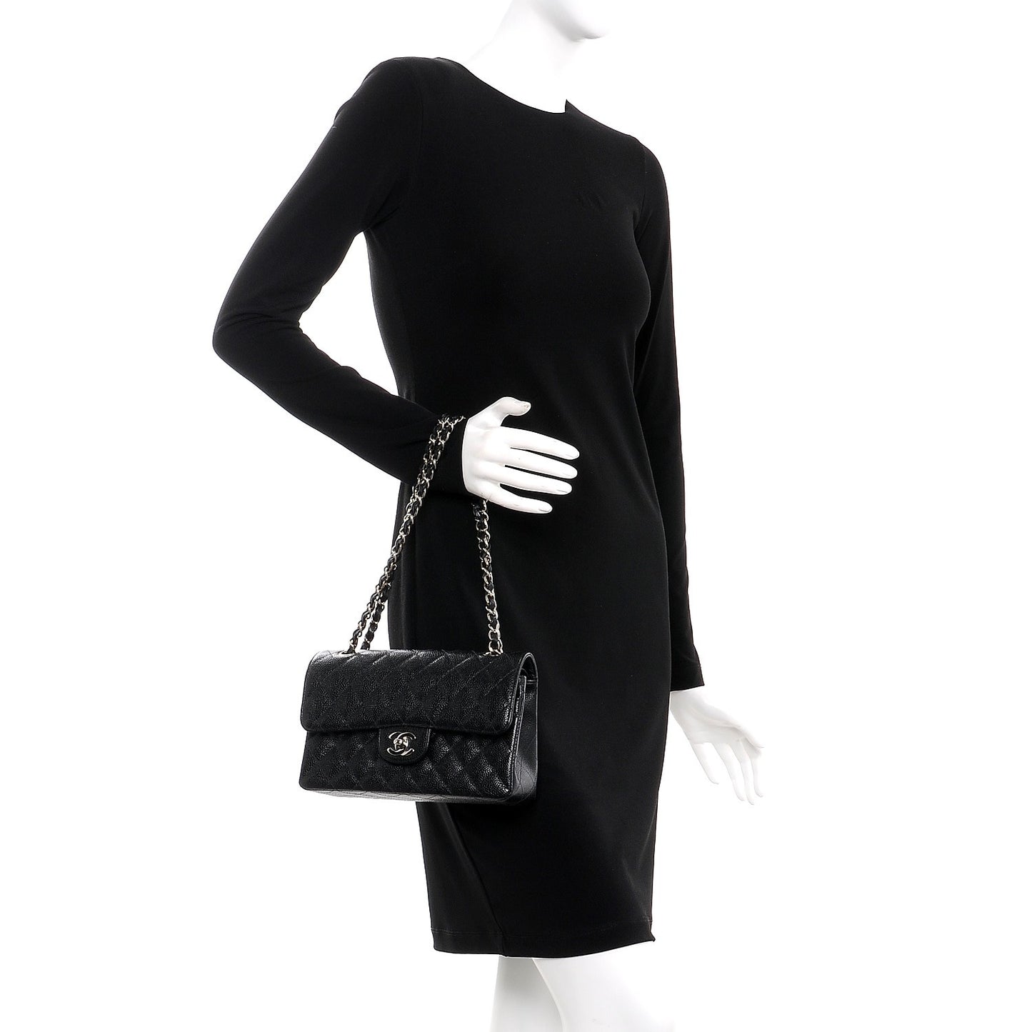 Caviar Quilted Small Double Flap Black