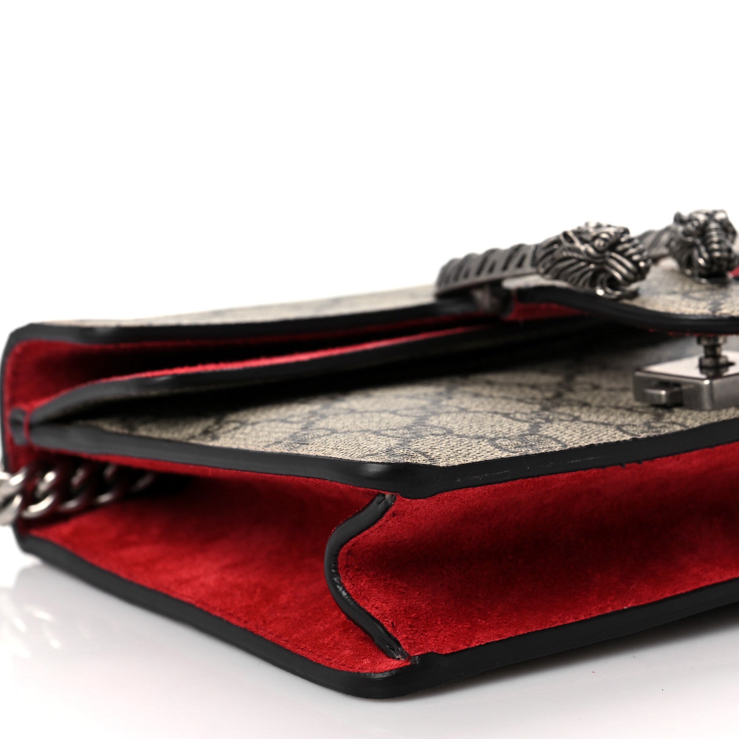 Gucci GG Supreme Monogram Suede Mini Dionysus Shoulder Bag Beige Ebony Vulcanic Red 8 of 9