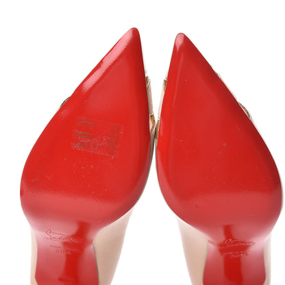 Christian Louboutin Shiny Nappa Suede Specchio Patent Biblio 85 Pumps 36.5 Nude Platine 8 of 10
