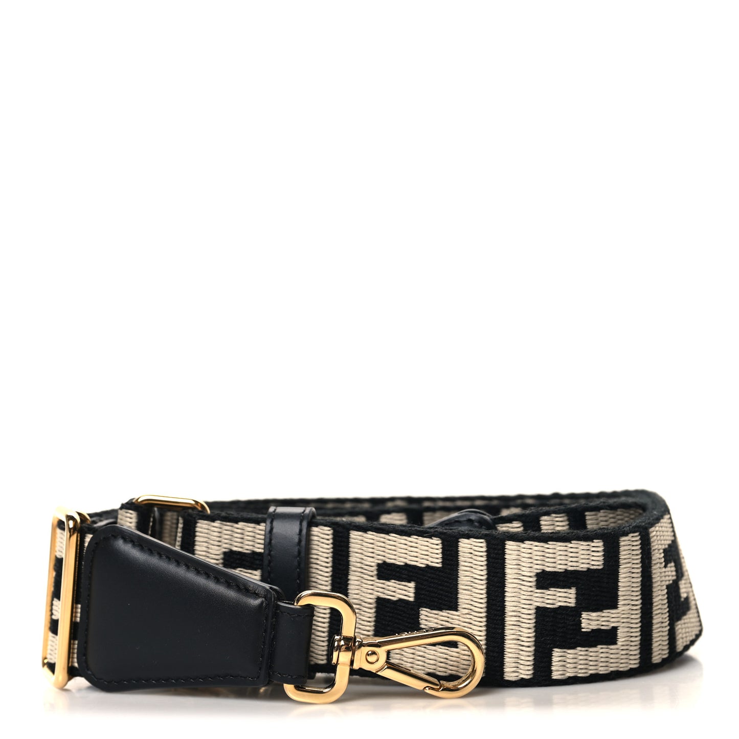 Jacquard Ribbon Vitello King FF Bi-Color Intreccio Adjustable Strap You Black White