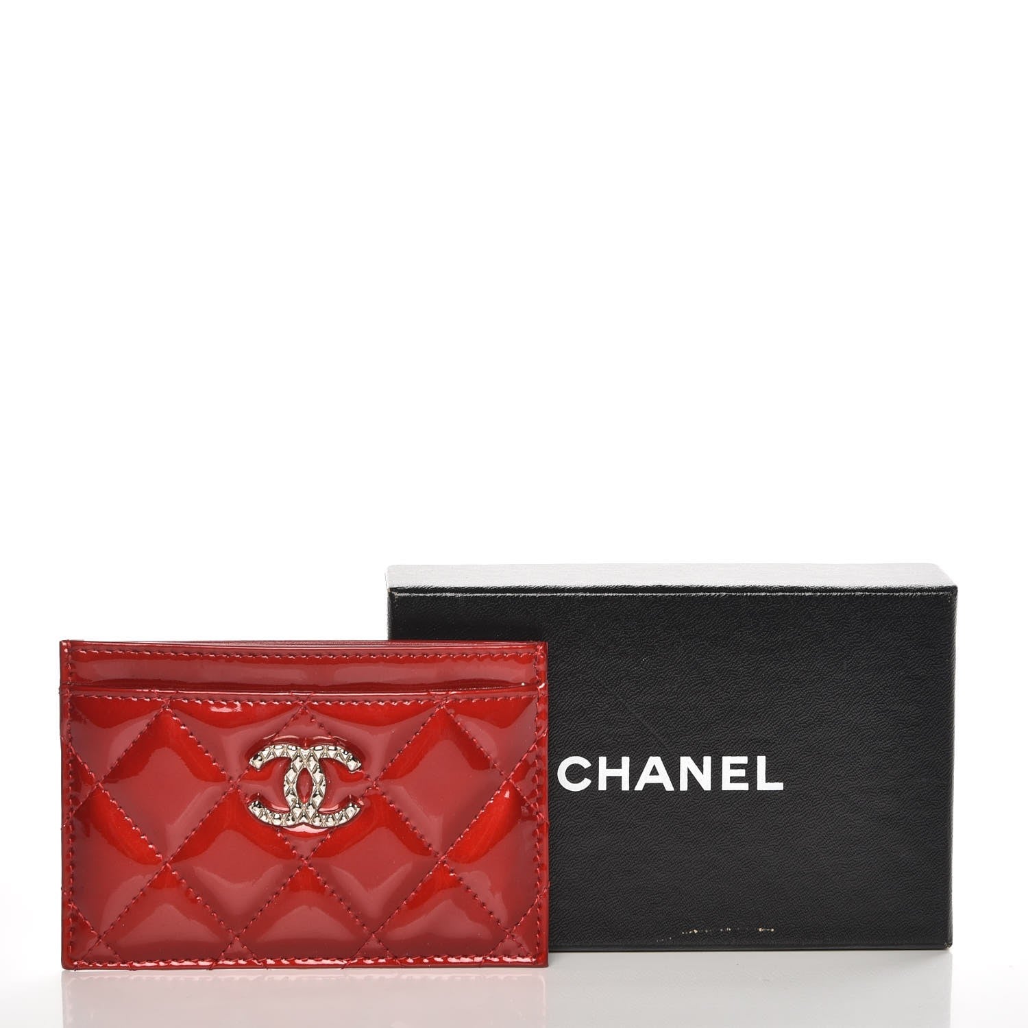 Chanel Patent Quilted Brilliant Card Holder Red 9 of 9