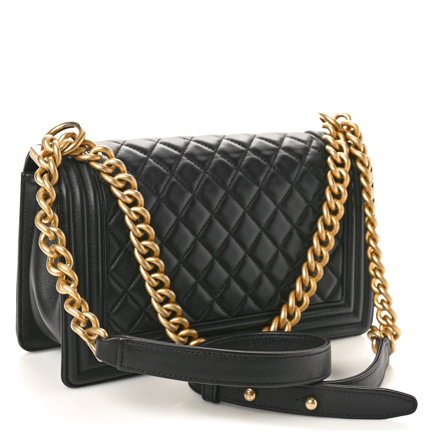 Lambskin Quilted Medium Boy Flap Black