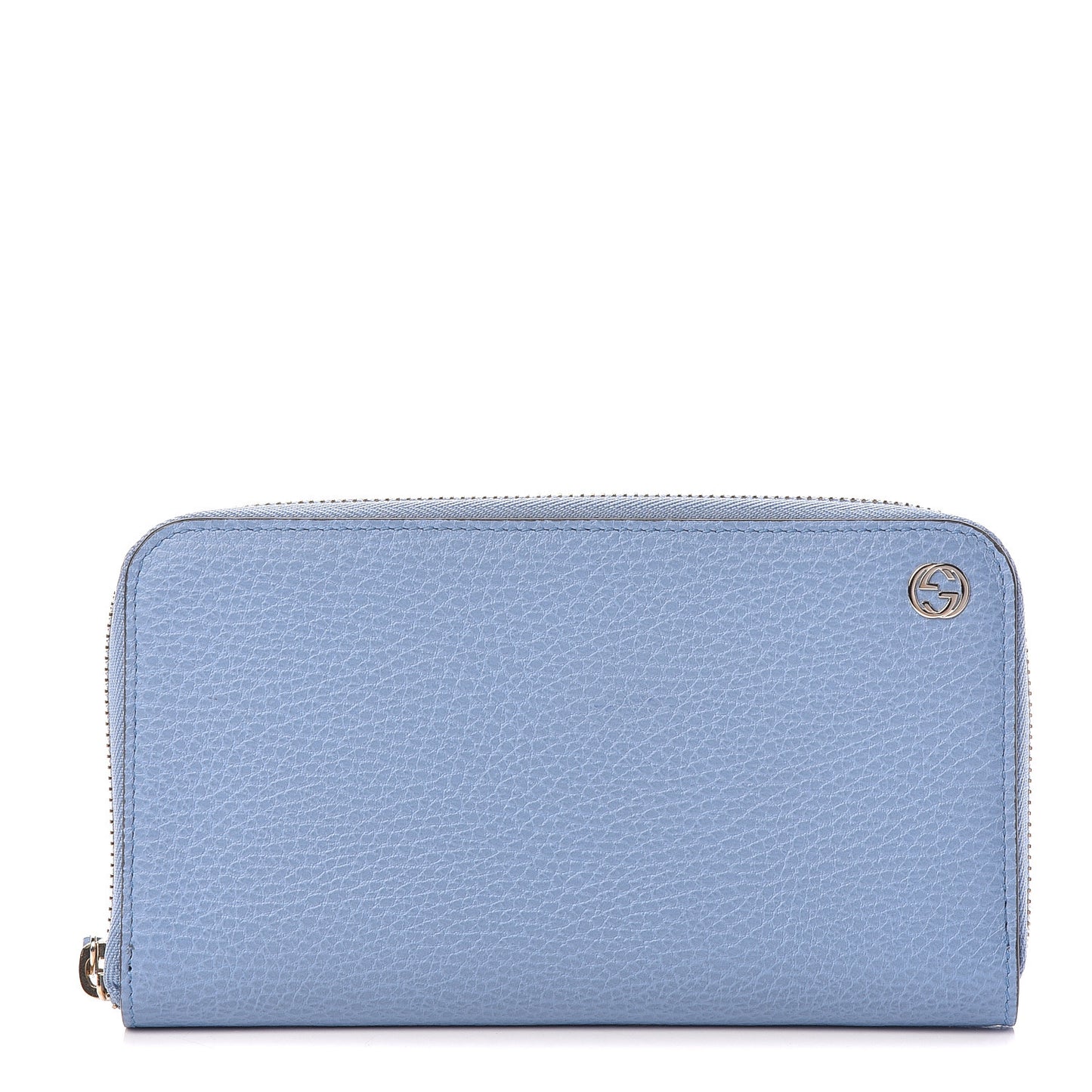 Dollar Calfskin GG Zip Around Wallet Mineral Blue