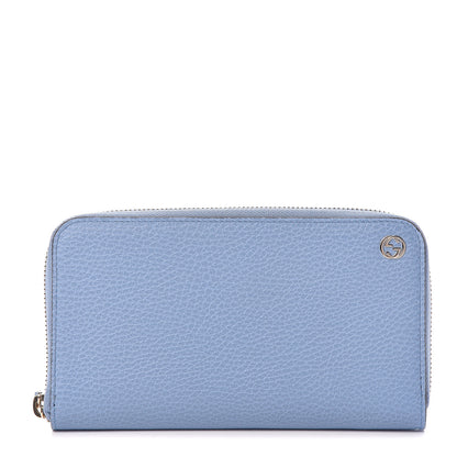 Gucci Dollar Calfskin GG Zip Around Wallet Mineral Blue 1 of 9