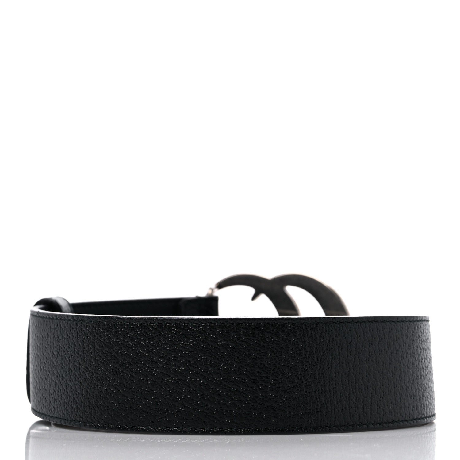 Gucci Textured Dollar Calfskin Nickel Double G 40mm Belt 90 36 Black 2 of 6