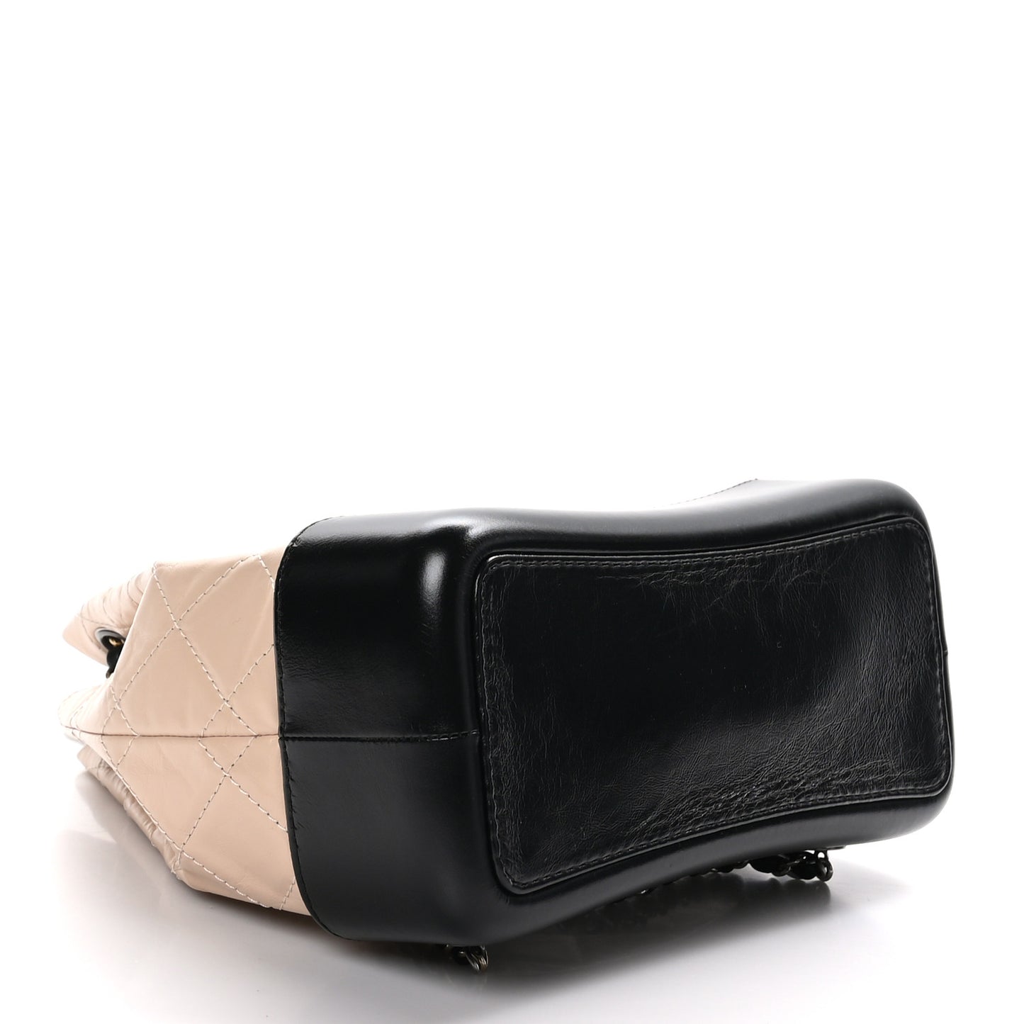 Aged Calfskin Quilted Small Gabrielle Backpack Beige Black