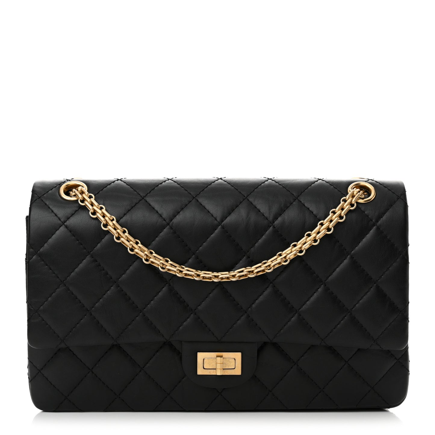 Aged Calfskin Quilted 2.55 Reissue 226 Flap Black