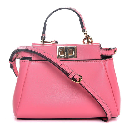 Fendi Shiny Nappa Micro Peekaboo Iconic Satchel Rosa Fluo 1 of 8